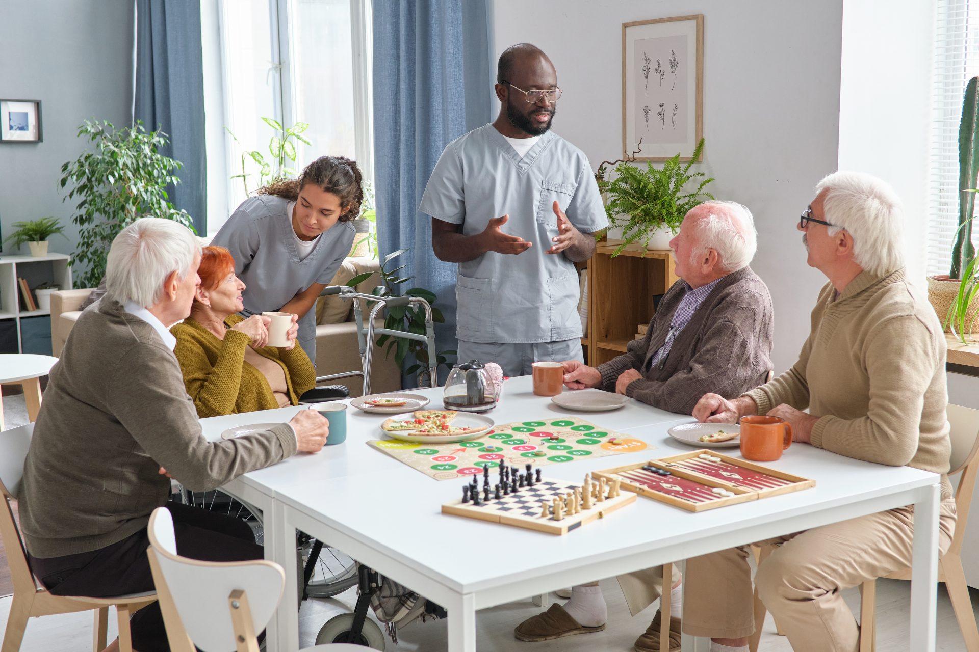 Senior people in a healthcare facility